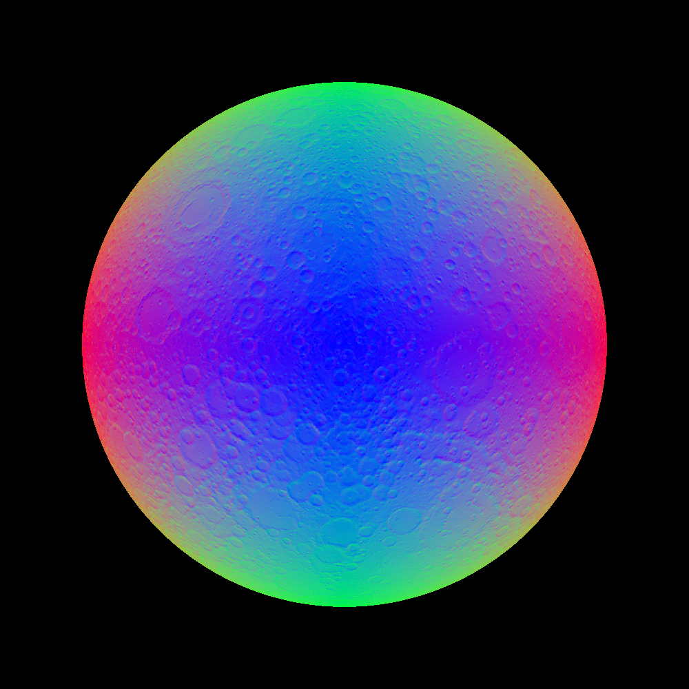 Rendered image of moon normals