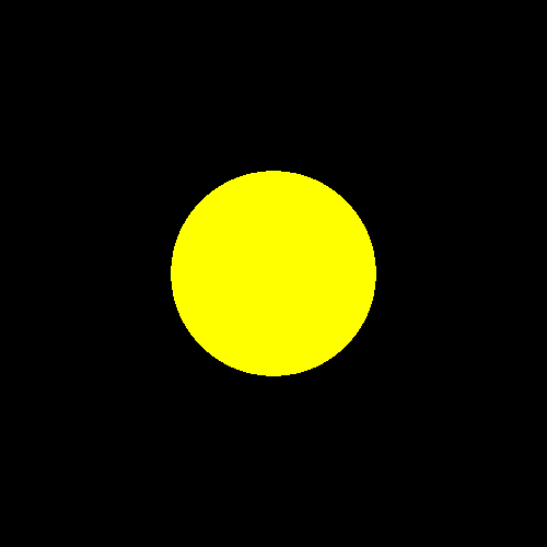 Rendered image of simple yellow sphere